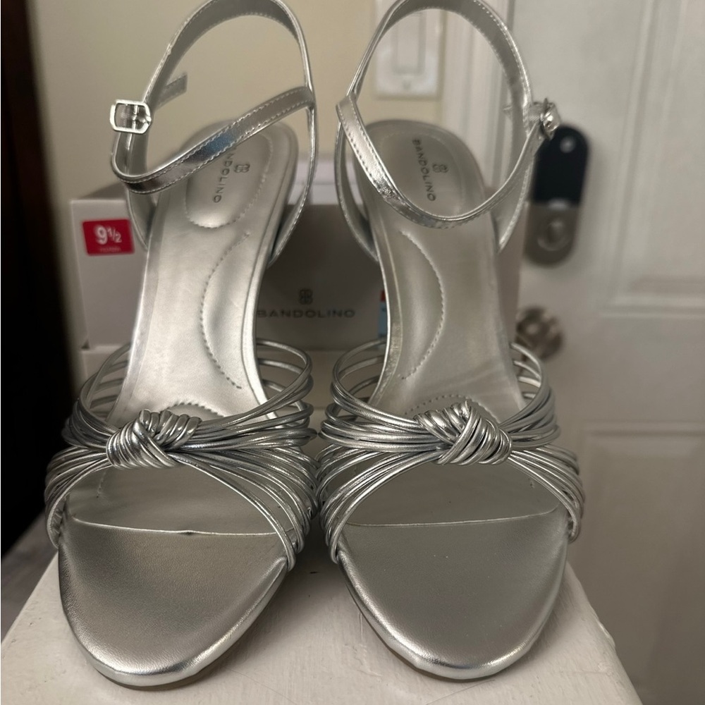 Bandolino Silver Strappy Heels for Special Occasions